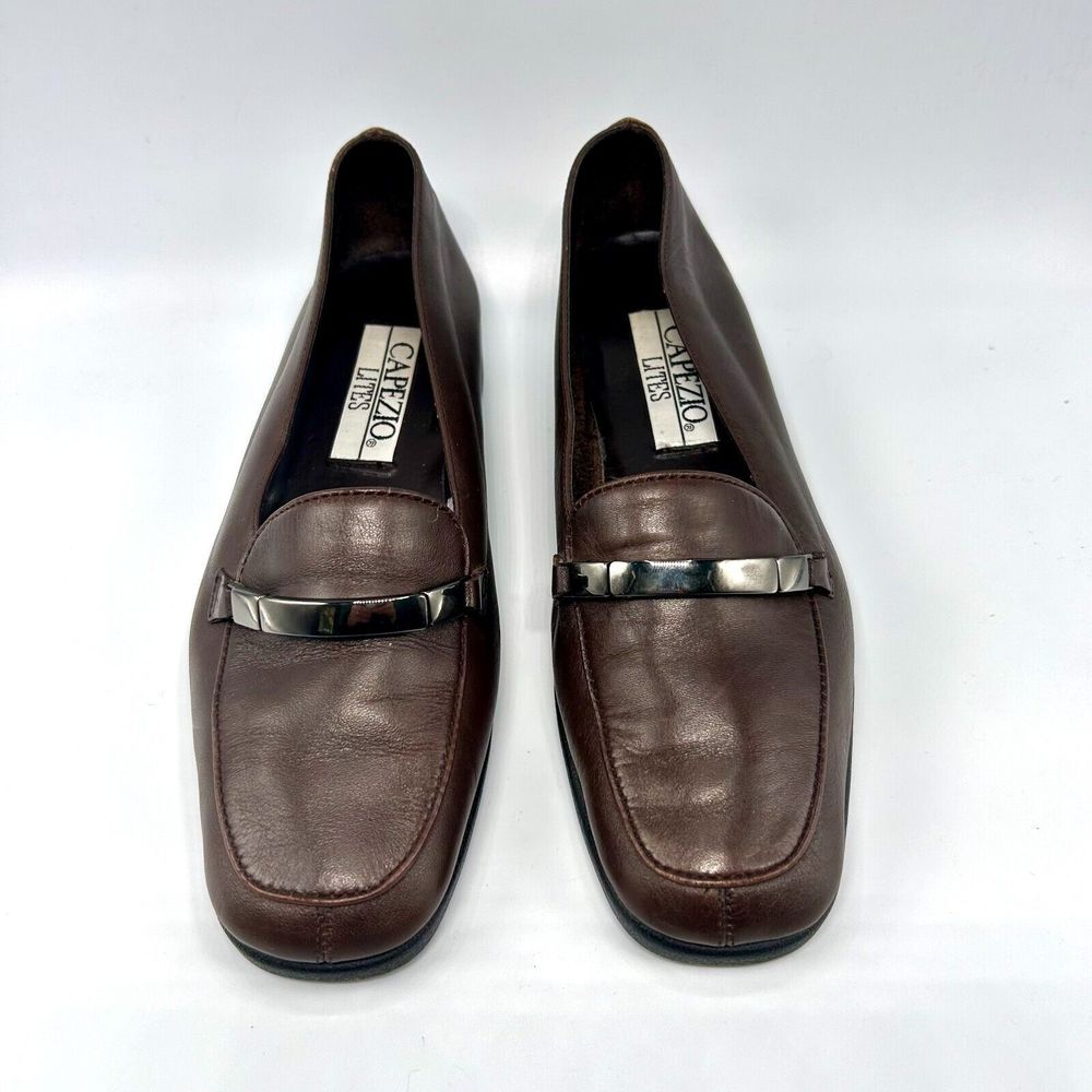 CAPEZIO LITES Women's Leather Slip-On Comfort Loafers- Brown Dress Flats…